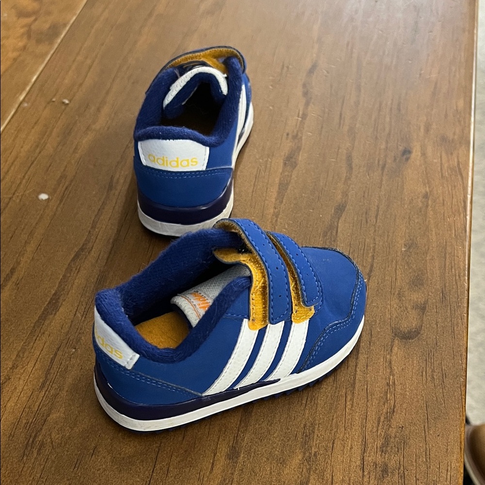 adidas Kids Royal Blue, White & Yellow Velcro Sneakers